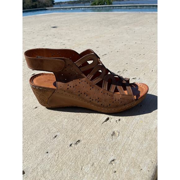 Spring Step Inocencia brown leather wedge sandal 41 / 9.5-10 - Picture 3 of 11